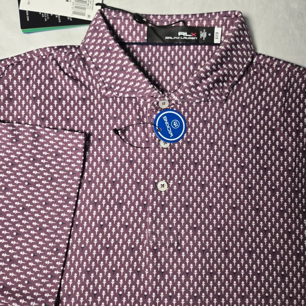NEW NWT RLX Ralph Lauren Performance Golf Polo Shirt Purple Men's Medium Golf